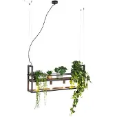 QAZQA Industriell pendellampe svart med trehylle 4-lys - Cage Rack