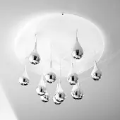 SIL-LUX Pioggia taklampe, hvit, krom, Ø 50 cm H 33 cm