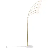 QAZQA Design gulvlampe messing med opalglass 5-lys - Sixties Marmo