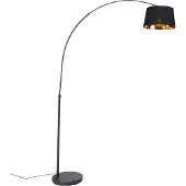 QAZQA Moderne buegulvlampe sort med gull - Arc Basic