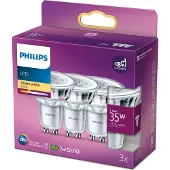 Philips - LED-pære for søkelys - GU10 - 3.5 W (ekvivalent 35 W) - klasse F - varmt hvitt lys - 2700 K (en pakke 3)