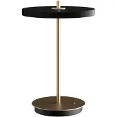 UMAGE LED-bordlampe med batteri, Asteria Move, svart/messing, 31 cm