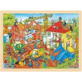 Goki Wooden Jigsaw Puzzle - Construction Site 96p Tre