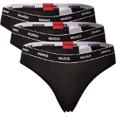 HUGO underwear for woman. 50469681 Set 3 Black Stripe Thongs (L), Homewear, Cotton