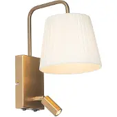 QAZQA Moderne vegglampe hvit og bronse med leselampe - Renier
