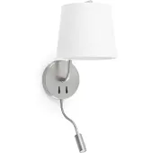 Faro Berni vegglampe i tekstil med LED-leselampe