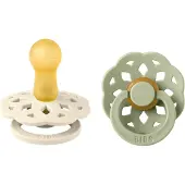 BIBS Bøhmen Smokker - 2-pack - Str. 2 - Rund - Ivory/Sage - - OneSize - Smokk