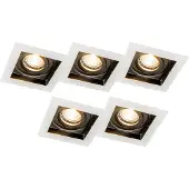 QAZQA Sett med 5 innfelte spotlights hvite med svart - Carree