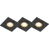 QAZQA Sett med 3 baderomsinnfelte spotlights svarte firkantede IP44 - Xena