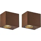 QAZQA Sett med 2 industrielle vegglamper rustbrun IP44 - Baleno