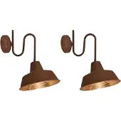 QAZQA Sett med 2 vegglamper rust med gull innvendig - Factory