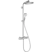 Hansgrohe Crometta S240 dusjsystem i hvit/krom med 350 mm dusjarm, hånddusj med 1 strålefunksjon Regn. EuroSmart 9l/min.