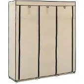 vidaXL Garderobe med skap og stenger kremhvit 150x45x175 cm stoff