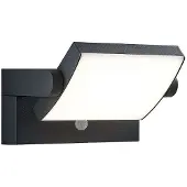 LINDBY utendørs LED-vegglampe Sherin, antrasitt, sensor, IP54