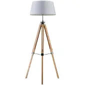 LINDBY gulvlampe Katie, 162 cm, hvit, tekstil, tre, stativ