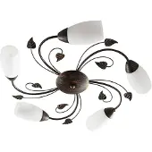 LINDBY taklampe Stefania, 5 lyskilder, svart/gull, Ø58cm