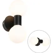 QAZQA Moderne vegglampe svart IP44 2-lys - Cederic