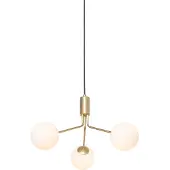 QAZQA Art Deco Hengelampe Gull med Opalglass 3-lys - Coby