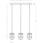 Britop Neptuna pendellampe, grå/svart, 76 cm, 3 lyskilder, lineær