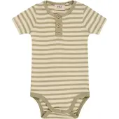 Wheat Body Placket Ss Green Stripe (92 / 2 år)