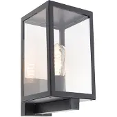 QAZQA Moderne utendørs vegglampe svart med glass 30 cm - Rotterdam