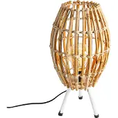 QAZQA Rustikk bordlampe stativ bambus med hvit - Canna Capsule