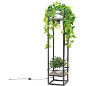 QAZQA Industriell gulvlampe sort med tre - Cage Rack