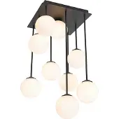 QAZQA Moderne taklampe sort med opalglass 9-lys - Athen