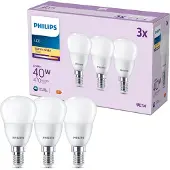 Philips LED-lyspære P45 4.9W/827 (40W) 3-pack E14