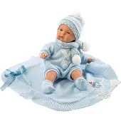 Llorens 13897 Joel dukke 38 cm med blått teppe