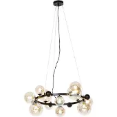 QAZQA Art Deco-pendellampe svart med ravglass 12-lys - David