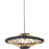 QAZQA Orientalt pendellampe i bambus med svart 60 cm - Evalin