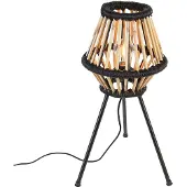QAZQA Rustikk stativbordlampe bambus med svart - Evalin