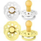 BIBS Böhmen Smokker - 2-pack - Str. 1 - Rund - White/Sunshine - - 0-6 md - Smokk