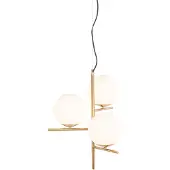 QAZQA Art Deco-pendellampe gull med opalglass 3-lys - Flore