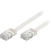 Deltaco Flat U/UTP Cat5e patchkabel, 250MHz, gullbelagte kontakter, 7m, hvit