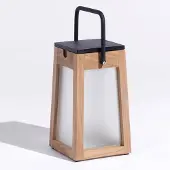 LES JARDINS Tecka LED-solcellelykt, bærbar, teak 25 cm