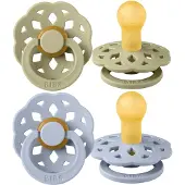 BIBS Böhmen Smokker - 2-pack - Str. 1 - Rund - Khaki/Dusty Blue - - 0-6 md - Smokk