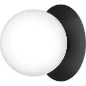 Nuura utendørs vegglampe Liila, Ø 16,5 cm, svart/opal
