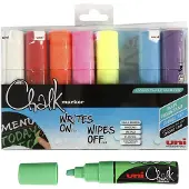 Uni-Ball Chalkmarker, , skrå, ass.farver, pakke a 8 stk