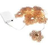 Konstsmide Lyslenke med blomster i kobber 10 LED 3xAA