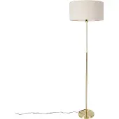 QAZQA Gulvlampe justerbar gull med lysegrå skjerm 50 cm - Parte