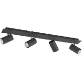 LINDBY downlight Joffrey, 80 cm, svart, 4 lyskilder, GU10