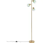 QAZQA Art Deco gulvlampe gull med grønt glass 3-lys - Vidro
