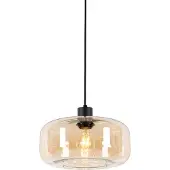 QAZQA Art Deco-pendellampe sort med ravglass - Bizle