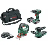 Bosch 18 V batterisett med lader / verktøypakke med 2 x 2,5 Ah Li-Ion-batterier og veske