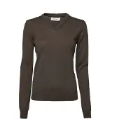 Chevalier Blaise V-Neck Merino Pullover Women Leather Brown 44W