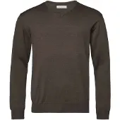 Chevalier Aston V-Neck Merino Pullover Men Leather Brown L