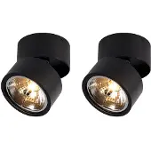 QAZQA Sett med 2 moderne spotlights svarte runde justerbare - Go Nine