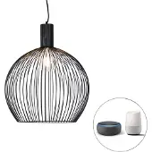 QAZQA Smart rund pendellampe svart 50 cm inkl. Wifi G95 - Dos